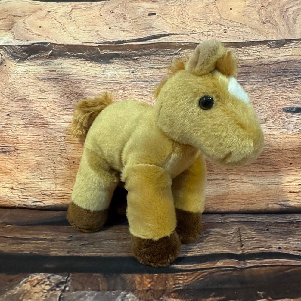 Aurora Horse Pony Tan Brown Plush Beanie Stuffed Animal Toy Farm 6"